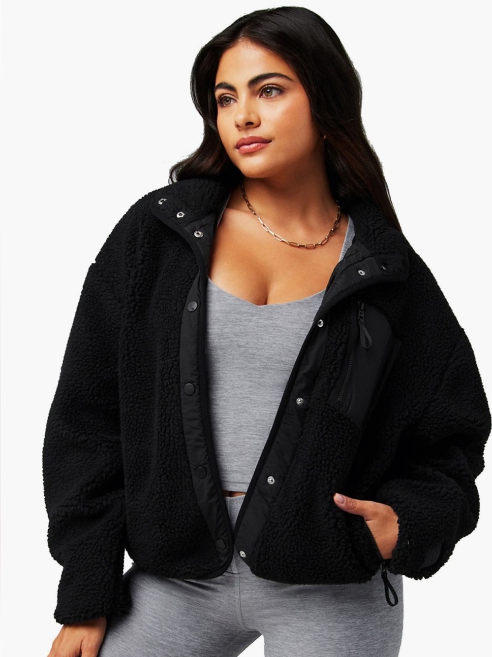 Fabletics X Khloe Black Teddy Jacket